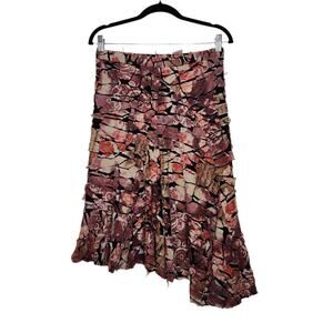 Vintage y2k Mini Skirt Asymmetrical Hem Art Nature Floral Flowers Boho Withcy